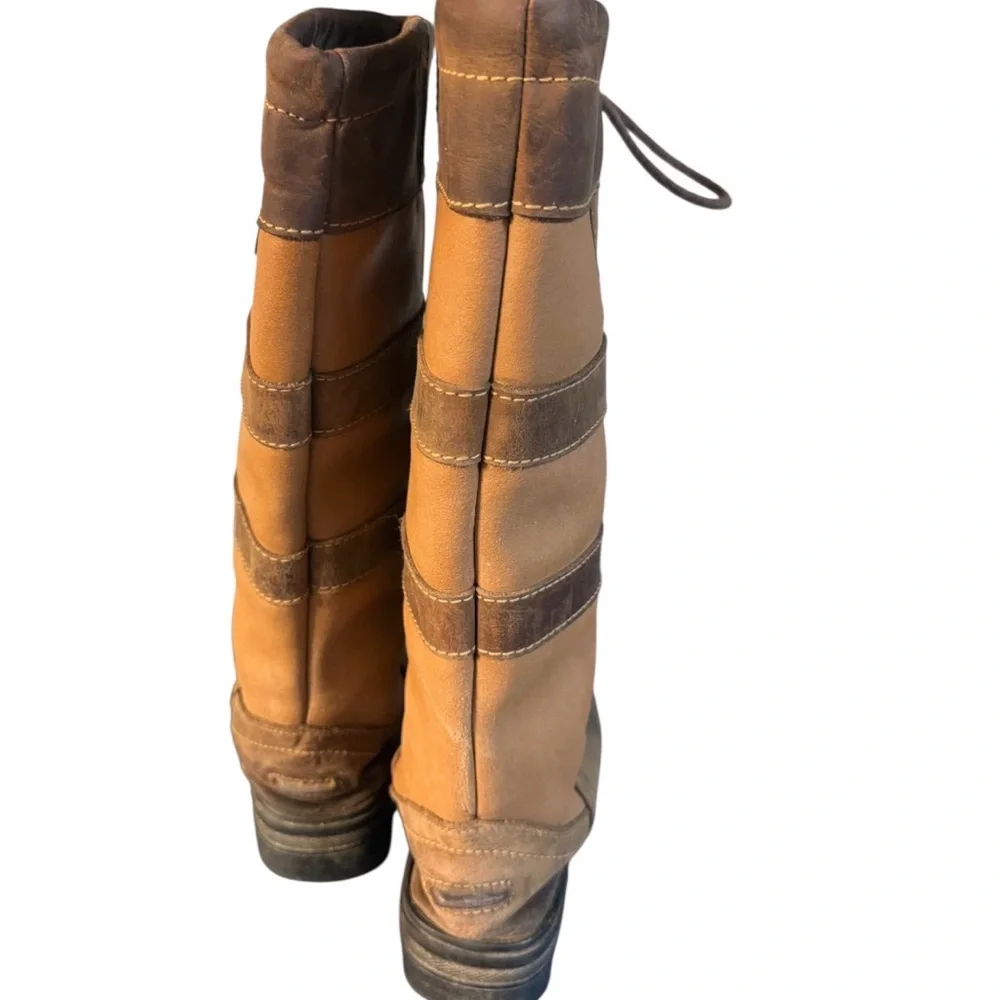TuffRider Women's Tall Leather Boots 6 Striped Brown Tan